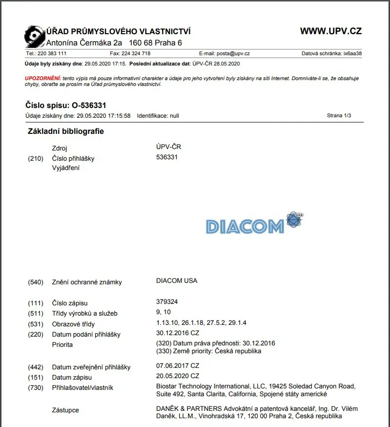 Diacom USA Certificate
